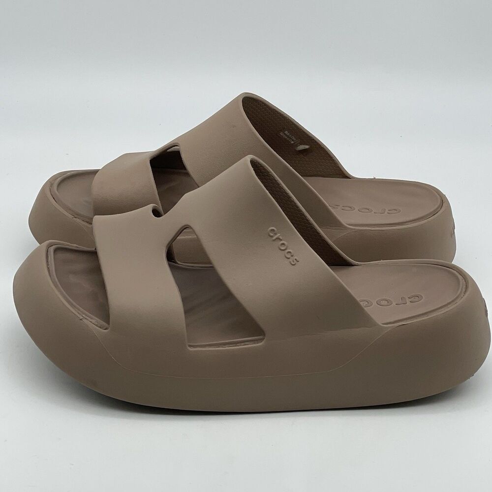 Crocs Getaway Platform H-Strap Sandals Women's 6 Taupe Casual Open Toe Comfort - Picture 14 of 16